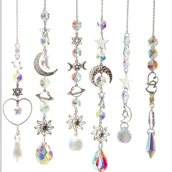 Crystal Celestial Sun Catchers on Chain with Loop for Hook - Picture 2 of 8